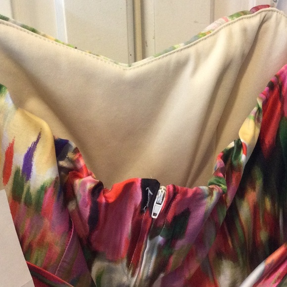 Prom dress by Teeze Me size 9 juniors. Pretty floral splash. Strapless. - Picture 4 of 9